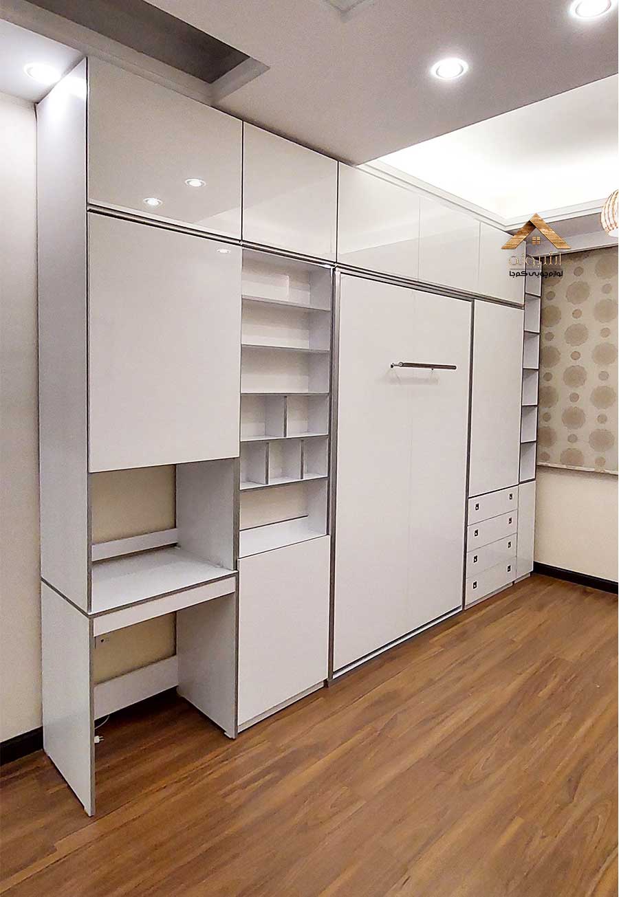 ست تختخواب دیواری تکنفره و میز تحریر