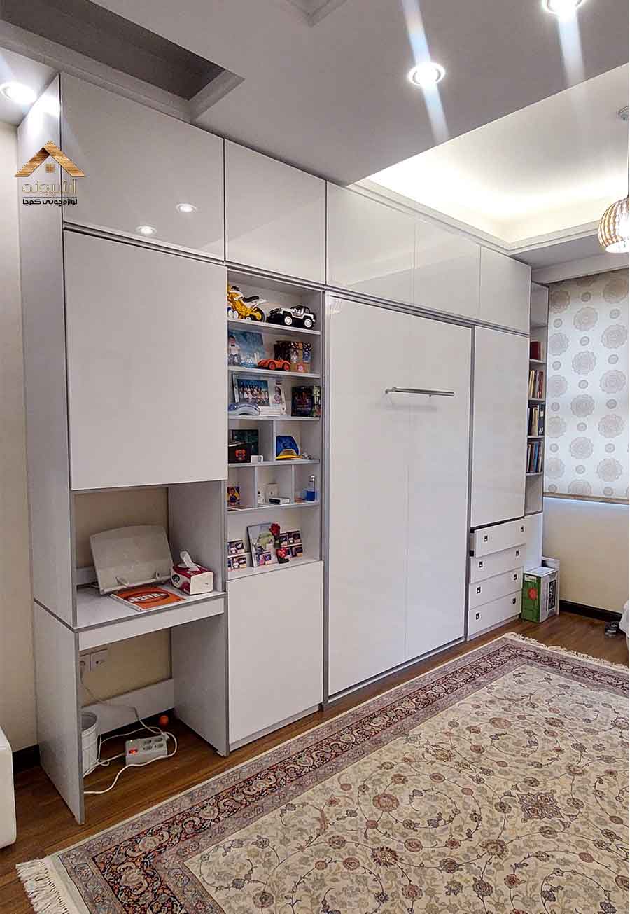 ست تختخواب دیواری تکنفره و میز تحریر