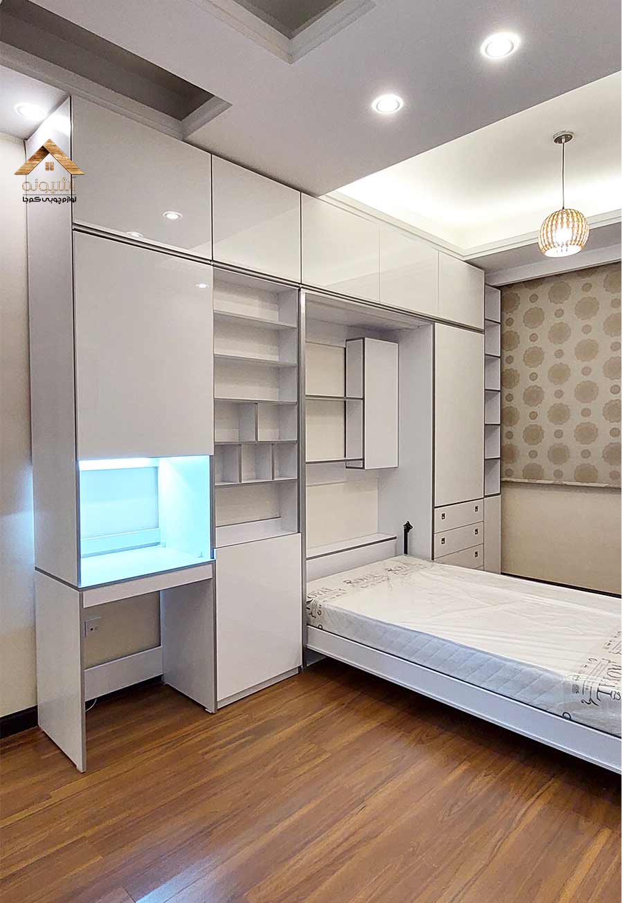 ست تختخواب دیواری تکنفره و میز تحریر